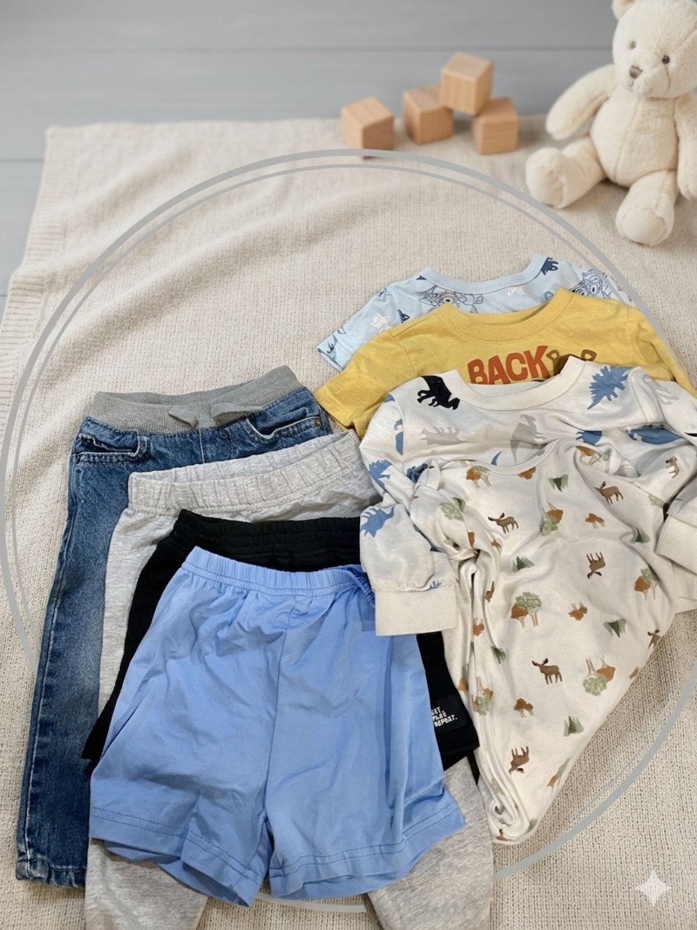 Baby Boys’ Bundle 8 pieces/4Tops/2pr shorts/1pr joggers/1 pr jeans No Flaws